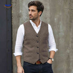 Men's herringbone wool vest with classic fit and timeless heritage style.