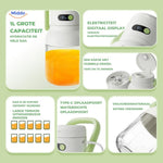Cordless blender with large capacity container and secure dual-lid design.