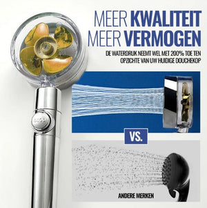 PowerShower shower head demonstrating increased water pressure and flow performance