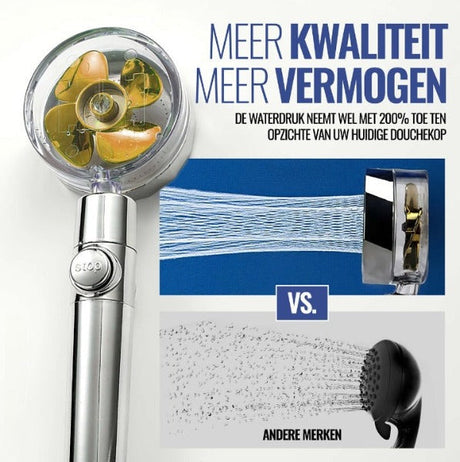 PowerShower shower head demonstrating increased water pressure and flow performance