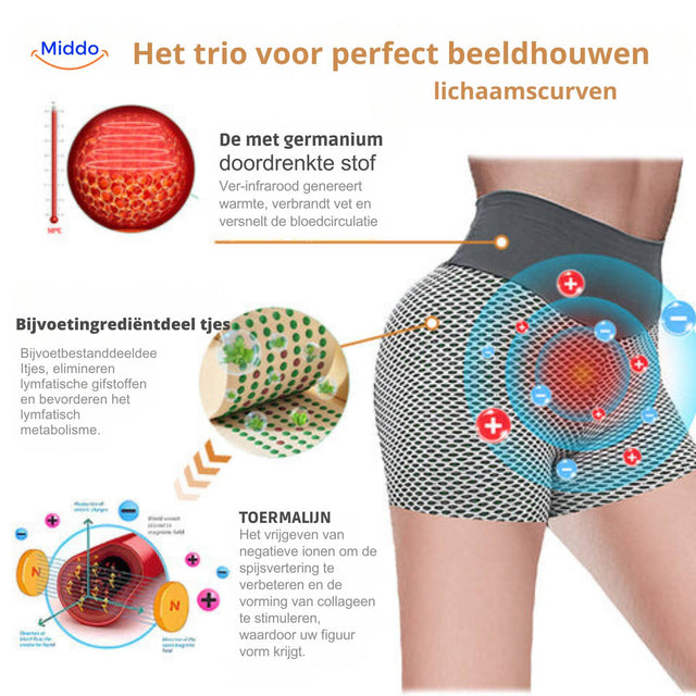 High-waisted yoga shorts showing supportive lift, breathable fabric, and smoothing jacquard design.