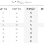 Hooded pullover size guide and fit measurements for men and women