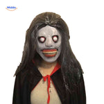 Horror mask with scary glassy eyes and tooth-filled mouth design.