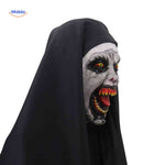 Horror nun mask showing detailed side profile of frightening design.