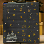 Horse advent calendar close-up showing numbered compartments and organized treat sections.