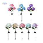 Hydrangea garden lantern set with LED solar lights for coordinated yard decoration.
