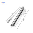 Hydraulic door closer with 150-degree opening angle adjustment in stainless steel.