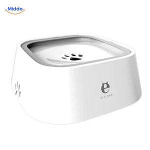 HydroPaws anti-splash water bowl in white, 1.5L capacity for pets.