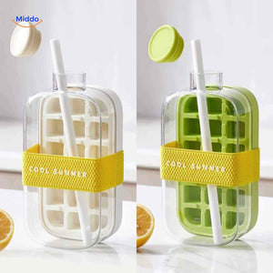 Ice bottles side-by-side comparison with lids and straws