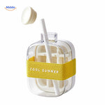 White ice bottle with straw and strap, cool summer edition
