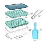 FrostSphere ice mold specifications showing dimensions, capacity, and material details.