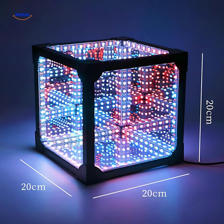 Infinity 3D light sphere dimensions and size specifications chart.