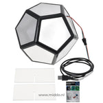 Infinity 3D light sphere with included accessories and packaging contents.