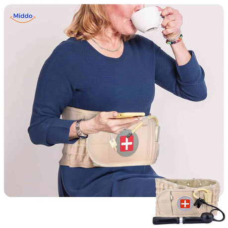 Inflatable back support belt with comfort fit for lower back pain relief.