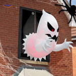 XL light-up inflatable ghost with glowing eyes for Halloween decoration.
