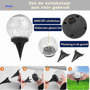 Solar lamp installation guide with clear step-by-step instructions.