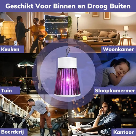 InstaZap mosquito lamp versatile uses indoors, outdoors, camping and travel situations.