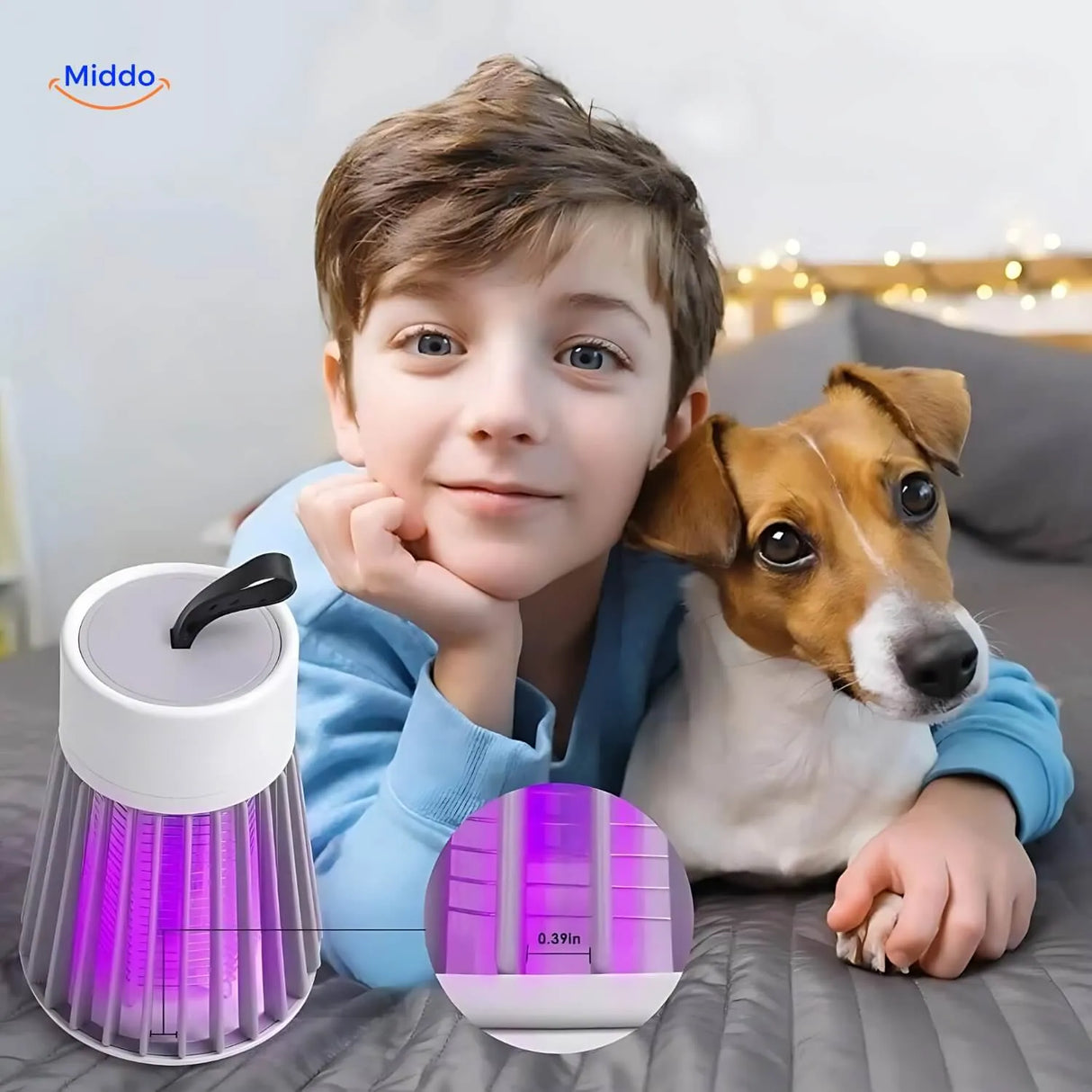 InstaZap outdoor mosquito lamp eliminating insects on patio and garden areas.