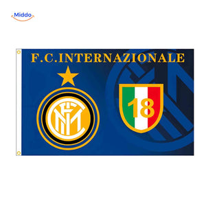 Inter Milan Italian football club flag with official team logo design.