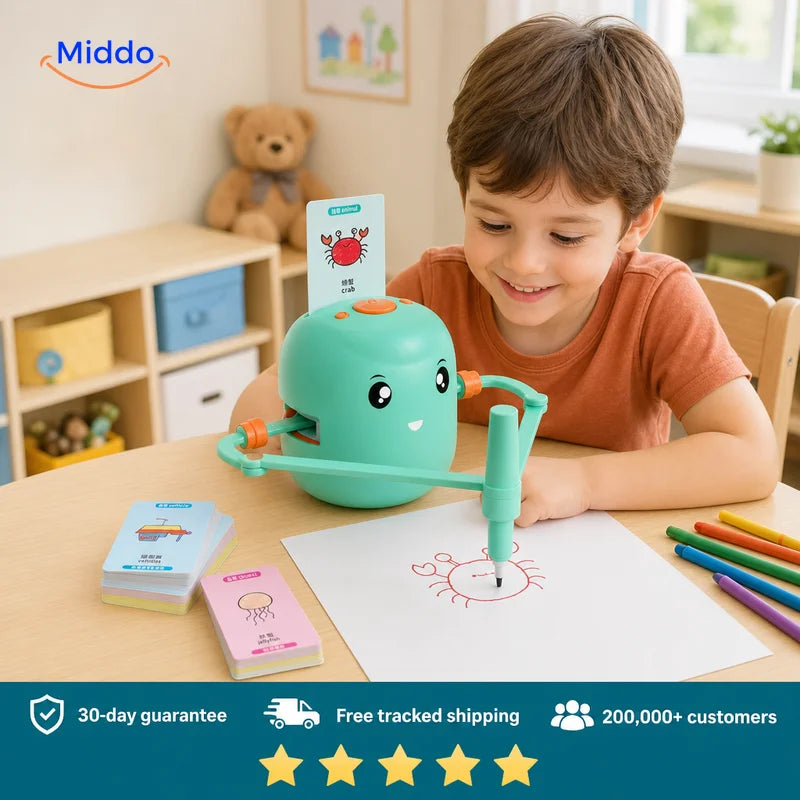 Child using Interactive Drawing Robot