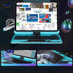 iPad keyboard case with 360-degree rotation capability.