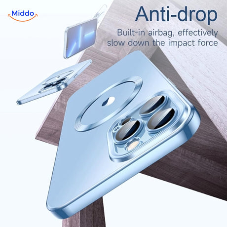 Blue iPhone case engineered for maximum drop and fall protection technology.