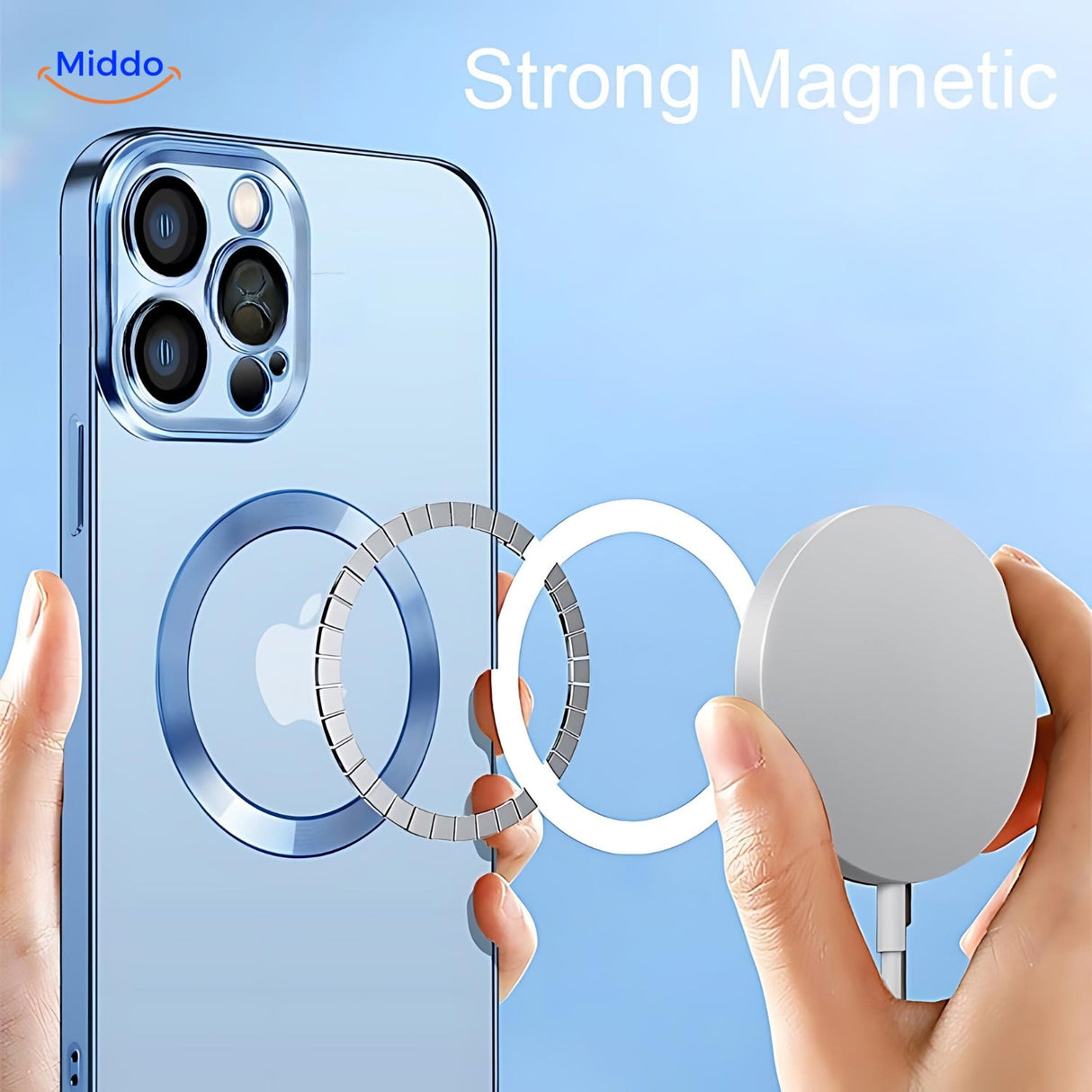 iPhone protective case with integrated magnetic ring for secure phone mounting.