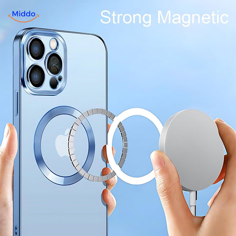 iPhone protective case with integrated magnetic ring for secure phone mounting.