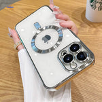 Silver iPhone protective case with anti-slip grip and durable material.