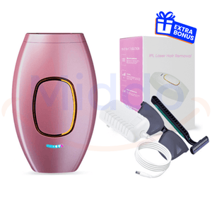 Pink IPL hair remover product display view.