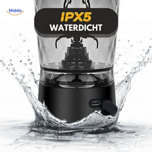 IPX5 waterproof base with electric blender function for auto-mixing.