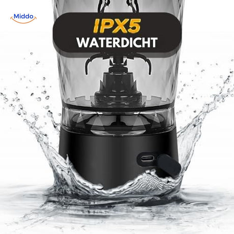 IPX5 waterproof base with electric blender function for auto-mixing.