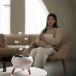 Cozy jellyfish diffuser in living room dispersing aromatic mist throughout space.