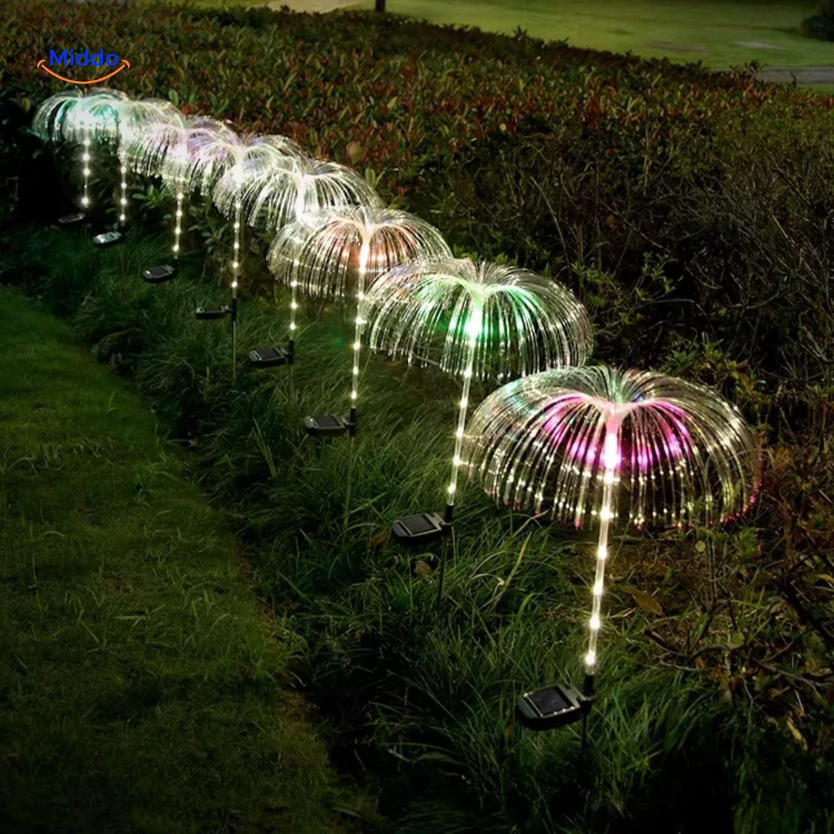 JellyGlow solar garden light with colorful lamps and dynamic light effects display