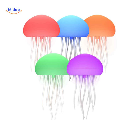 Multicolor JellyGlow jellyfish lamps perfect for all ages.