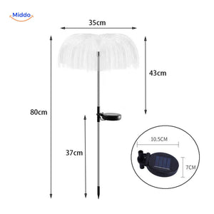 JellyGlow solar-powered jellyfish light creating colorful tree decorations for garden ambiance