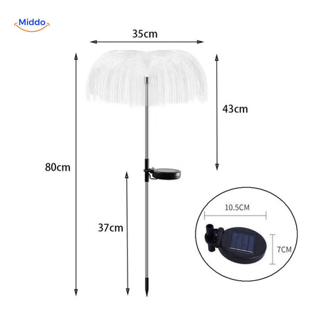 JellyGlow solar-powered jellyfish light creating colorful tree decorations for garden ambiance