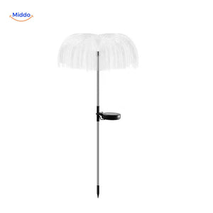 JellyGlow solar light with umbrella-style design and shiny fiber optic decoration