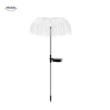 JellyGlow solar light with umbrella-style design and shiny fiber optic decoration