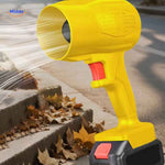 Cordless blower offers extended 120-150 minute battery life at high speed.