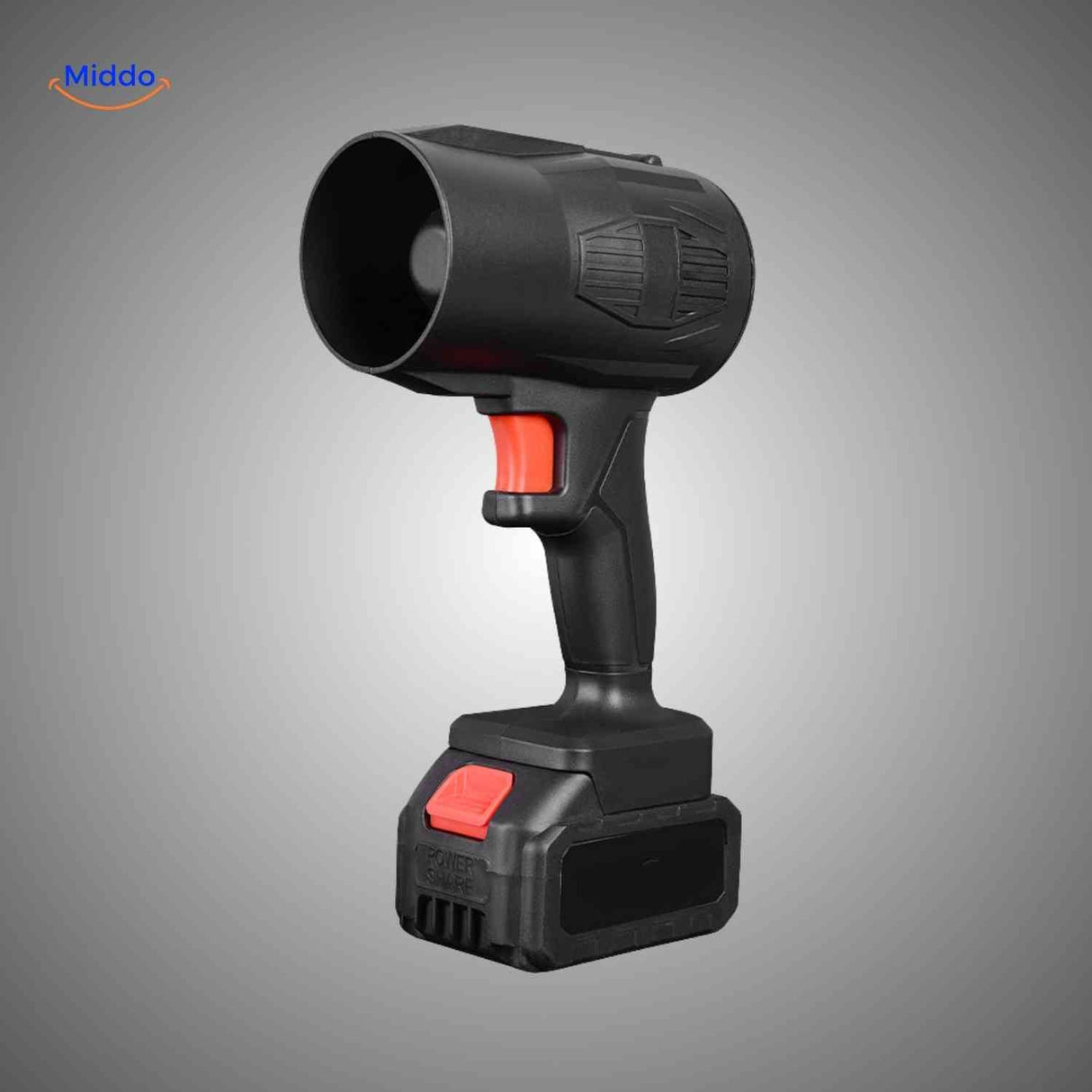 Cordless high-speed jet blower in black with rechargeable battery included.