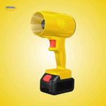 Battery-powered cordless air dryer in vibrant yellow with quick-charge capability.
