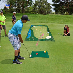 Junior golf practice mat for children's training and outdoor play.