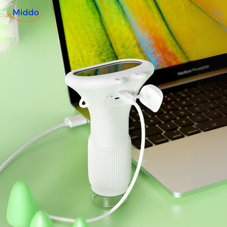 Ergonomic grip and shape make the microscope comfortable to hold during use.
