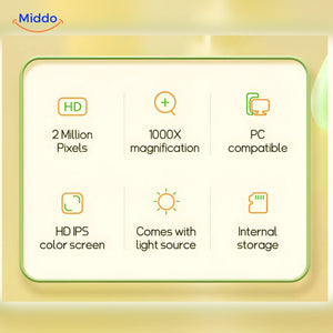 Clear HD IPS color screen displays detailed magnified specimens with vibrant colors.