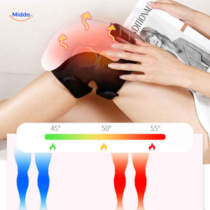 Vibrating knee massager with compression therapy for joint support and relief.