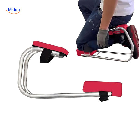 Portable knee support tool for comfortable gardening, folding design for easy storage.