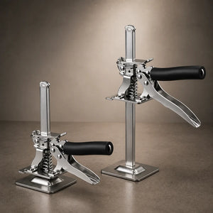 KrikFix 2.0 compact lifting tool shown in low and raised adjustment positions