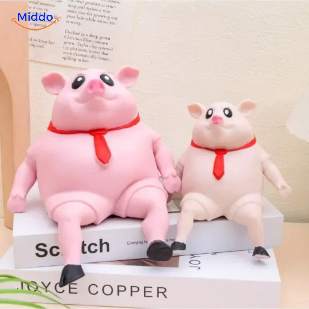 Stretchable LalaPig squish toy featuring long ears and elastic design for play.