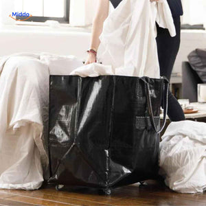 Large capacity shopping trolley with smooth rolling wheels for laundry transport